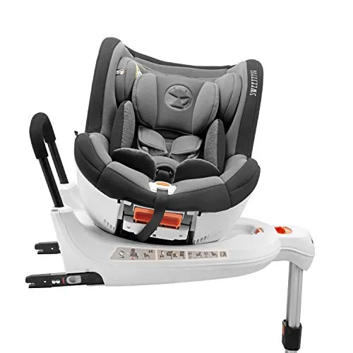 Seggiolino Auto Girevole 0-18kg, 360°, Isofix, Gruppo 0+/1, Norma ECE R44/4 (Massima Sicurezza per Bambino) - Seggiolini Auto 0+ 1, Inclinabile, Rotante con Rialzo - Seggiolino Auto Neonato e Bimbo