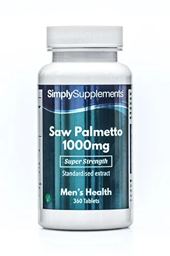 Saw Palmetto 1000 mg - Estratto Serenoa Repens - 360 compresse - Adatto ai vegani - 6 mesi di trattamento - Simply Supplements