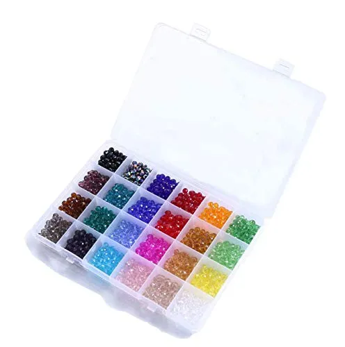 1200Pcs Perline Sfaccettate Colorate,Perline Sfaccettate Grandi,Perline Cristallo Sfaccettato,Perline di Vetro Sfaccettate,Perline di Vetro per Bigiotteria,Perline di Cristallo Swarovski