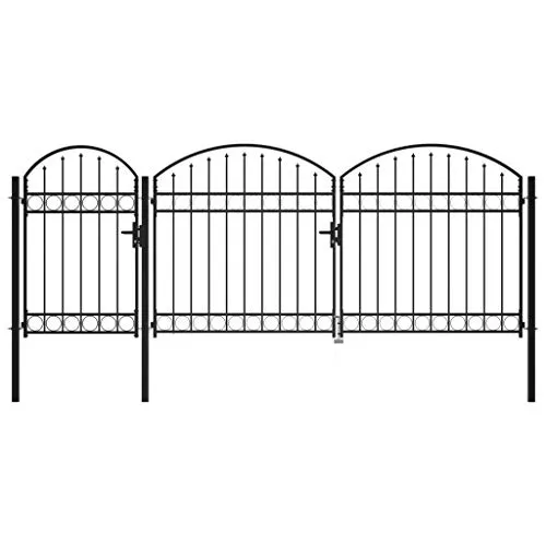VidaXL - Cancello da giardino ad arco in acciaio, 2 x 4 m, colore: Nero