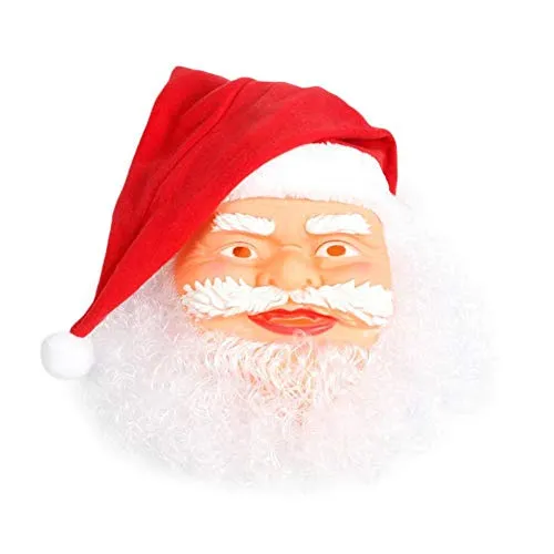 LiféUP Maschera di Babbo Natale ， Maschera realistica in Lattice a Pieno facciale ， Costume di Oggetti di Scena Cosplay per la Festa di Natale （60 30cm）