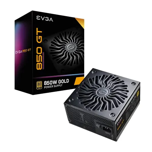 EVGA SuperNOVA 850 GT Alimentatore, 80 Plus Gold 850W, Completamente Modulare, Auto Eco Mode con FDB Fan, Include Power ON Self Tester, Compact 150mm Size