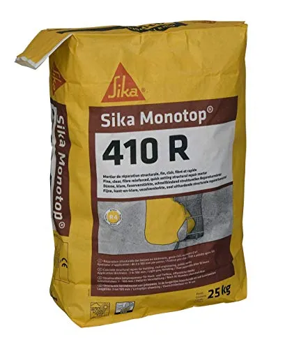 Sika Monotop 410 R, mortaio per riparazione strutturale sottile, fibra e veloce, 25 kg, grigio