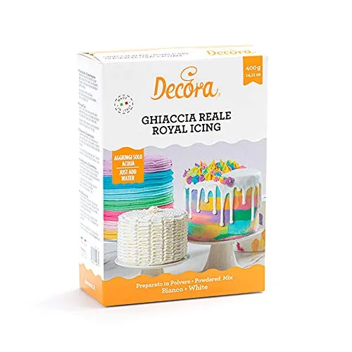 Preparato in polvere GHIACCIA REALE - ROYAL ICING - 400gr - glassa colore BIANCO - per decorare torta, dolci da utilizzare sia per la copertura di cupcakes o biscotti, come farcitura delle torte