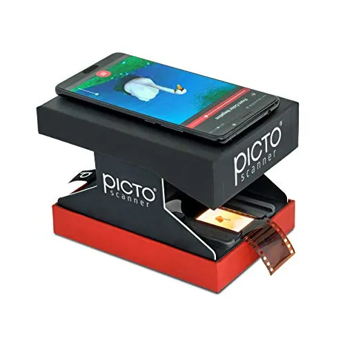 PictoScanner – Scannerizza e archivia i tuoi negativi 24x36 mm e le tue diapositive con la fotocamera del tuo smartphone – Scanner portatile, pieghevole, realizzato in resistente cartone