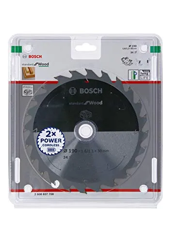 Bosch Professional Lama per sega circolare Standard for Wood (legno, 190 x 30 x 1.6 mm, 24 denti, accessorio per sega circolare a batteria)