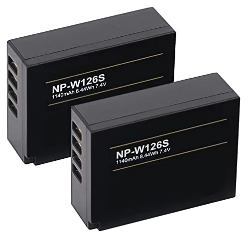 Set di 2 batterie per Fujifilm XT30 / X-T30 II compatibili con Fuji NP-W126s / NP-W126 (1140 mAh) | sensore NTC attivo e materiale ignifugo V1