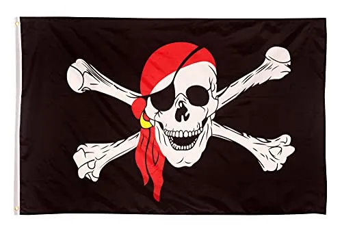 Bandiere di aricona - bandiera Pirata, resistente alle intemperie con 2 occhielli in metallo - bandiera dei pirati con teschio 90 x 150 cm