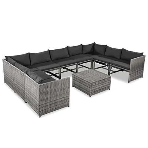 vidaXL Polirattan Set Divani da Giardino 30 pz Grigio Arredo Esterno Patio