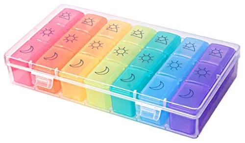 XGzhsa Porta pastiglie settimanale, Portapillole in plastic, 7 giorni 21 scomparti portapillole portatile da viaggio per pillole da prescrizione, vitamine, medicinali e integratori alimentary