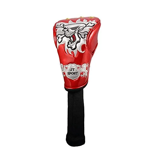 One Piece Skull Head ricamo Golf driver copertura per driver 460 cc TaylorMade Titleist ping, Red