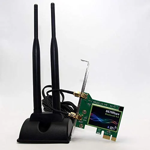 FFSM Scheda PCI Express Bluetooth Dual Band 5G / Adattatore di Rete 2.4G Wireless PCI-E Scheda PCI X1 Rete WiFi Scheda LAN per sistemi e Server (Color : Black, Size : One Size)