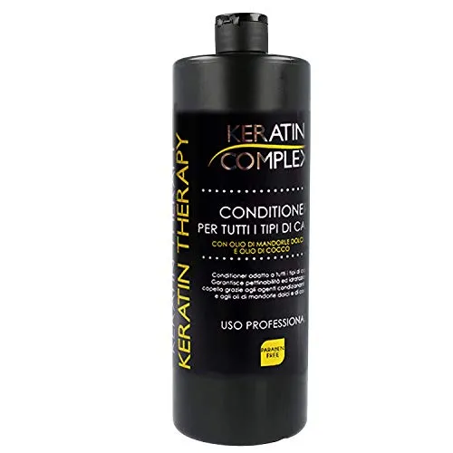 Conditioner Idratante Keratin Complex alla Gomma di Guar con Mandorle Dolci e Olio di Cocco per uso professionale 100% made in italy senza parabeni flacone da 1litro per tutti i tipi di capelli - 410