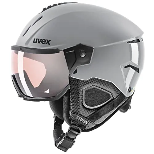 uvex instinct visor pro v, casco da sci robusto unisex, con visiera, regolazione individuale delle dimensioni, rhino, 59-61 cm