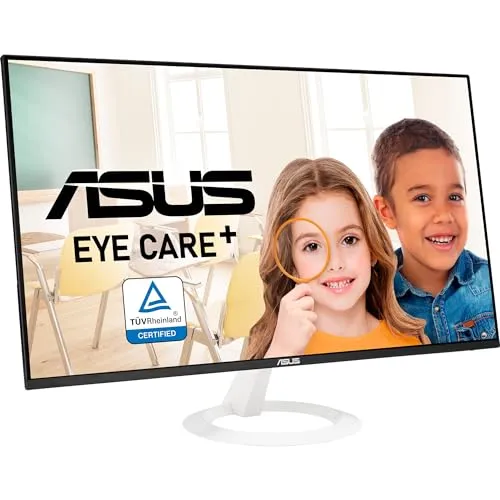 ASUS VZ27EHF-W Monitor Gaming Eye Care da 27” pollici, Full HD (1920x1080), IPS, Frameless, 100 Hz, Adaptative-Sync, Tempo di Risposta 1 ms, HDMI, Filtro Luci Blu, Antisfarfallio, Nero