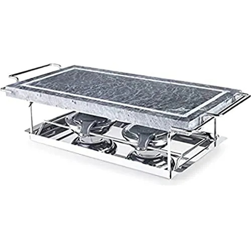 Ibili Grill Piedra 37X18 CM, Stainless Steel, Nero