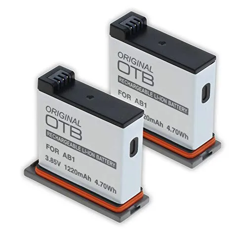 2 x Batteria per DJI Osmo Action Camera (CP.OS.00000020.01), batteria di ricambio compatibile con AB1, P01, PT1 Li-Ion incl. OTB Powered by Mertrado - 2 custodie per batteria e scheda SIM