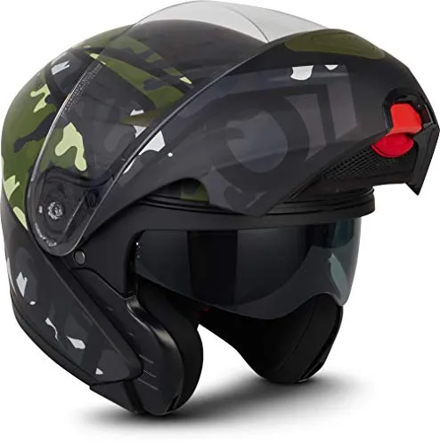 MOTO Helmets - Casco da moto F19, con visiera parasole e chiusura rapida ECE
