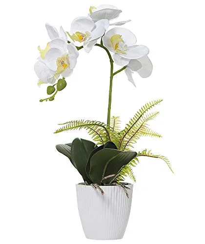 Olrla bianco phalaenopsis artificiale orchid bonsai con vaso di ceramica wedding party garden home decor (bianco 1)