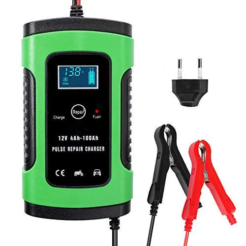 Caricabatteria per Auto e Moto 12V,Mantenitore di Carica Batteria Moto Intelligente Caricabatterie Portatile con Display LCD Digitale per Caricatore per Batterie di Ciclomotori e Furgoni,6A