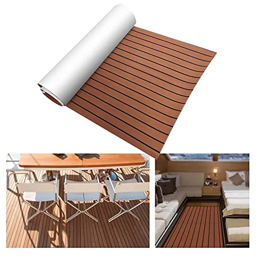 Tappeto Antiscivolo per Pavimenti Marine Boat Yacht, Pavimenti in Legno di Teak Sintetico Pad, Decking Pavimentazione Barca Tappeto Antiscivolo per Barche e Kayak e Yacht, 240 * 90 * 0.6cm(marrone)