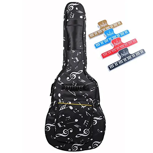 Borsa da trasporto per chitarra NUZAMAS imbottita, Oxford, misura adatta Chitarre da 39,40,41 pollici, due tracolle regolabili con tracolla regolabile, grande tasca e 4 clip da tastiera