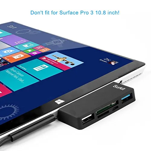 Surface Pro Hub Adapter lettore di schede, ad alta velocità USB 3.0 per i trasporti e USB 2.0 per mouse o tastiera con SD (HC) Slot Card e lettore di schede di TF per Microsoft Surface Pro / 3/4