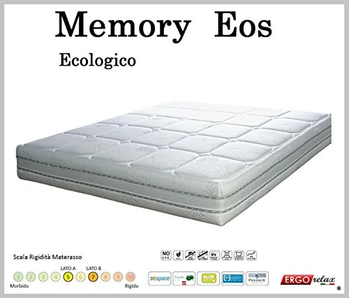 Ergorelax Materasso Memory Mod. Eos Sfoderabile in Aloe Altezza Cm. 22 singolo - 80 cm x 200 cm