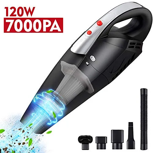 NWOUIIAY Aspirabriciole per Auto Aspirapolvere Senza Fili Portatile Potente Multifunzione Aspirapolvere a Mano Bagnata e Asciutta 120W 7000PA Ideale per Casa/Ufficio/Auto