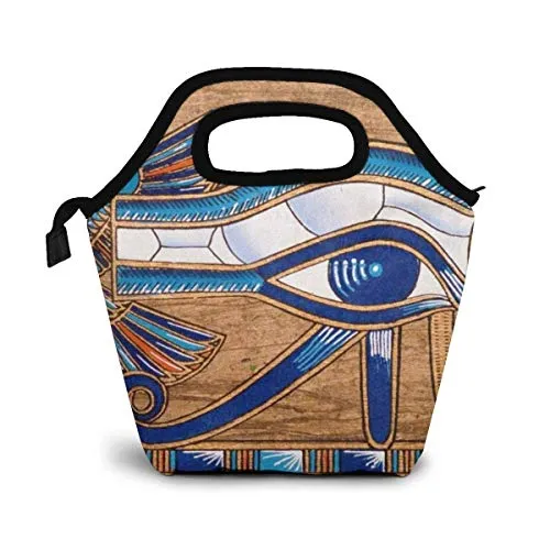 Lunch Tote Bag Egiziano Horus Occhiello Cooler Borsa termica riutilizzabile Lunch Box Borsa portatile per uomo Donna Scuola Lavoro Bambini Ragazzi Ragazze