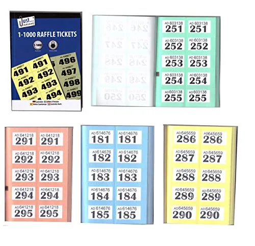 6 LIBRI DI STANZA NASCOSTA E BIGLIETTI LOTTERIA 1 -1000 Tombola Estrazione Numerato