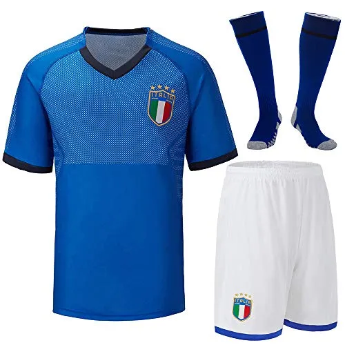 Cytech Italia Maglia da Calcio, Bambino Adulto Maschio Italia Squadra Nazionale Calcio Maglia, T-Shirt Pantaloncini Calze (Bambino/24 (135-145cm))