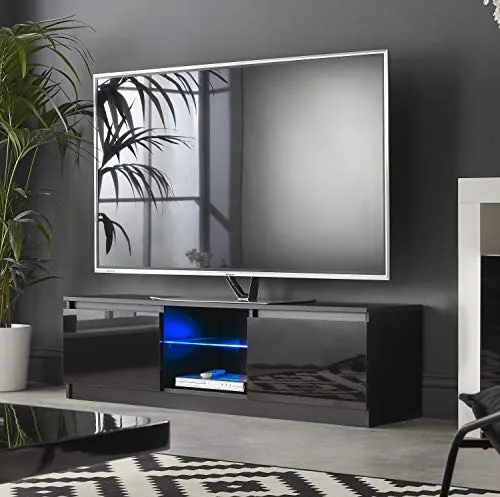 MMT RTV 1400 - Mobile porta TV con luci LED per TV 4K, larghezza 140 cm, colore: Nero