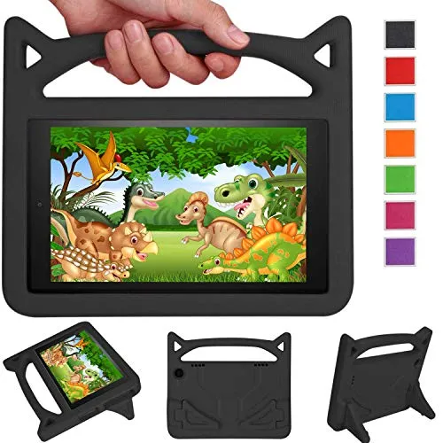 Real-Eagle - Custodia per tablet Kindle Fire HD 8 (versione 10 ° generazione) e Fire HD 8 Plus 2020, leggera maniglia antiurto con supporto per bambini per 2020 Fire HD 8 pollici Cruz V2 Fresh Foam