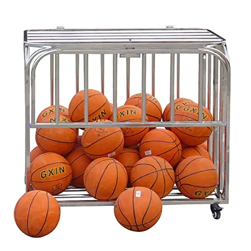 HYDT Carrello Porta Palline Garage Dell'asilo Carrello Portapalloni con Ruote, Grande capacità Gabbia a Sfera in Acciaio Inossidabile con Coperchio, per Basket Calcio Volley (Size : 118x81x90cm)