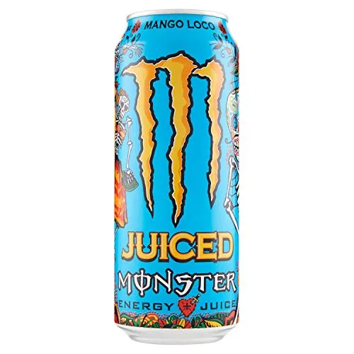 Monster Energy Mango Loco – 1 Lattina da 500 ml, Energy Juice con Taurina, L-carnitina, Inositolo e Vitamine del Gruppo B, Bevanda Energetica dal Gusto Esotico di Mango