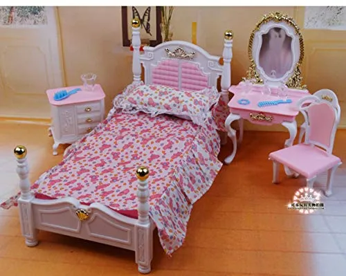 Genuine Furniture Bedroom for Barbie Princess Bed Doll Accessories 1/6 Bjd Doll House Mini Dresser Cupboard Set Child Toy Gift