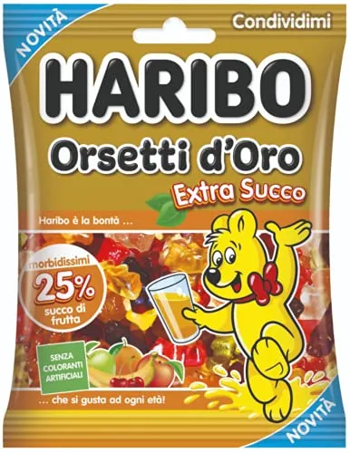 Haribo Orsetti D'Oro Extra Succo, Caramelle Gommose, Gusto Frutta, Ideali Per Feste E Dolci Momenti Di Relax - 150gr