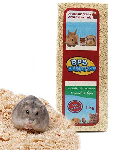 BPS Trucioli di Legno Lettiera per Animali Domestici Segatura per Gatti Piccoli Animali Criceto Coniglio Pappagallo Scoiattolo Riccio Confezione diversa (1 kg, Aroma di Mela) BPS-4052