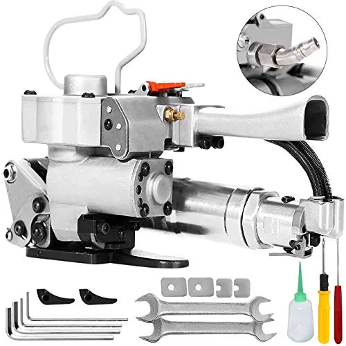 VEVOR Kit Imballaggio per Reggette 13-19mm Imballatore Lega Attrezzo Pneumatico per Pacco Sigillatura in Argento Bianco La Cinghia d'Imballaggio Termoplastica Tensione Massima della Cinghia 4000N