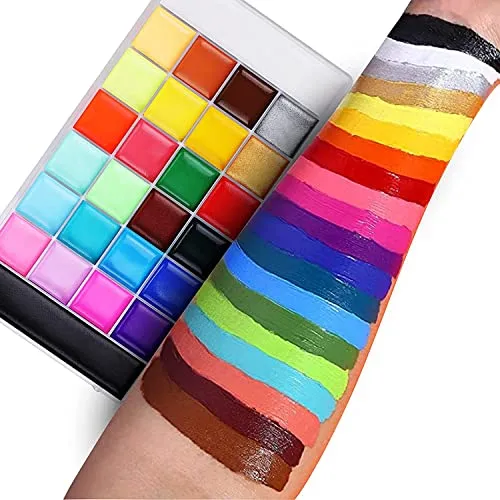 Lictin Truccabimbi Kit,Face Paint-26 Colori,Kit per La Pittura del Viso per Bambini,10 Pennelli Professionali,30 Stencil