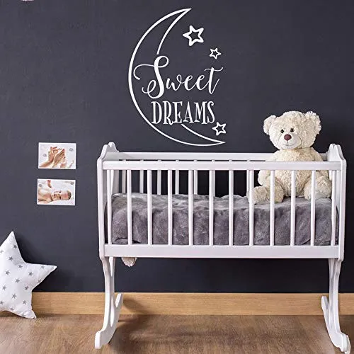 Sweet Dreams Wall Decal Baby Nursery Decalcomanie - Luna e stelle Decorazione Vinyl Sticker For Kids Room Culla Decor 40X57cm
