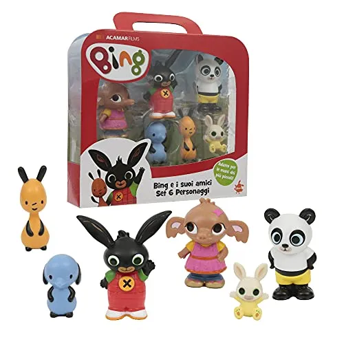 Bing - Set 6 Mini Personaggi Ideali Per Le Mani Dei Più Piccoli, Tutti Da Collezionare, Per Bambinia a Partire Dai 18 mesi, BNG07000, Giochi Preziosi