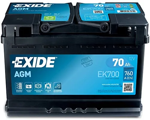 BATERÍA 12V/70AH - 760 CCA - AGM EXIDE EK700