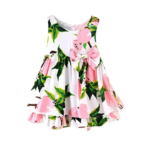 BYSTE Abito Bambina Ragazze Abiti Vestito da Principessa,neonata Senza Maniche Vestito Sling Dress Gonna Estiva Bowknot Abito Laminato Tutu (Rosa, 3 Anni)