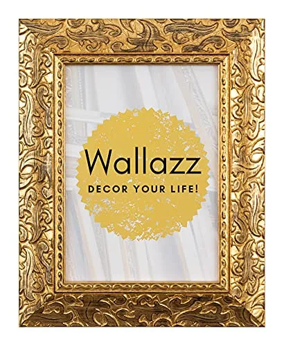 Wallazz Cornice portafoto in legno da parete, Made in Italy, stile classico chic, dimensione 30x40 cm, colore profilo oro