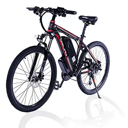 Bici Elettrica 1000W, 26" Mountain Bike Elettrica con Batteria Rimovibile 48V / 13AH, Fat Bike Elettrica Cambio Shimano 21 velocità, Fino a 45km/h(EU Warehouse),red