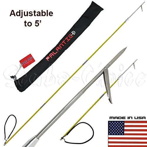 Scuba Choice 7' Travel Spearfishing 3-Piece Pole Spear 1 Prong Single Barb Tip Adjustable to 5' with Bag