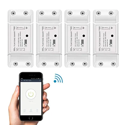 WiFi Smart Switch Google Home e App Controllo, AOZBZ Telecomando Senza Fili Relay Interruttore Modulo Fai Da Te la Tua Casa Intelligente con Countdown e Funzione Timer AC 90-250V 2200W (4 Pack)