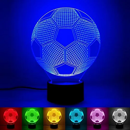 luce di notte del calcio 3D LED, lampada visiva dell'illusione ottica 3D 7 Cambiare colore Touch & Remote USB tavolo regalo giocattoli decorazioni